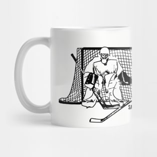 Hockey Shot On Net Ink Sketch Mug